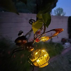 Colorful Whimsical Solar LED Yellow BEE, Garden Decor